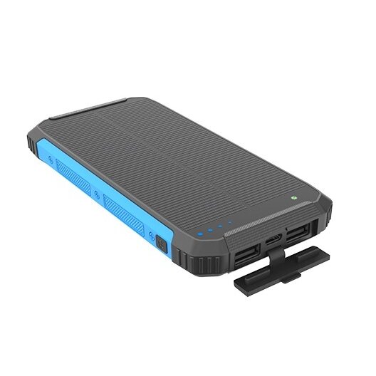Power bank, 10Ah, 3.7V, Solar 1.2W, LED 2W, Black and Blue 2