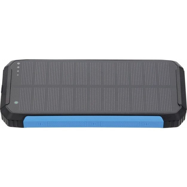 Power bank, 10Ah, 3.7V, Solar 1.2W, LED 2W, Black and Blue 5