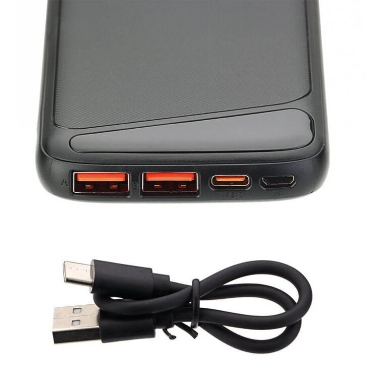 Power bank, 10Ah, 3.7V, Micro/Type-C jungtys, Max išėjimo galia 22.5W, juodas 4 Power bank, 10Ah, 3.7V, Micro/Type-C jungtys, Max išėjimo galia 22.5W, juodas 4