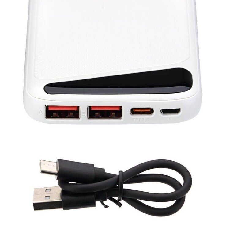 Power bank, 10Ah, 3.7V, Micro/Type-C jungtys, Max išėjimo galia 22.5W, baltas 4 Power bank, 10Ah, 3.7V, Micro/Type-C jungtys, Max išėjimo galia 22.5W, baltas 4