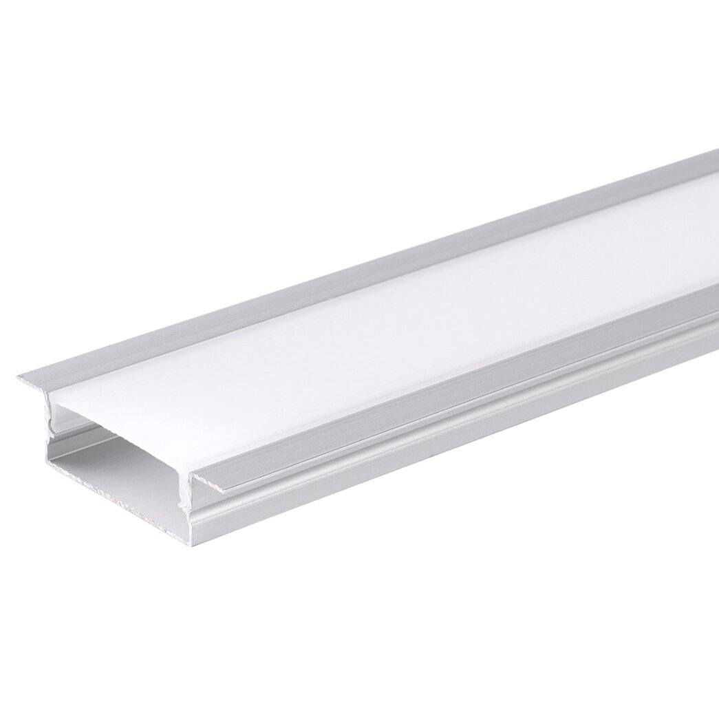 Profile For LED Strip, Silver, White Cover, 41x10mm Profile For LED Strip, Silver, White Cover, 41x10mm