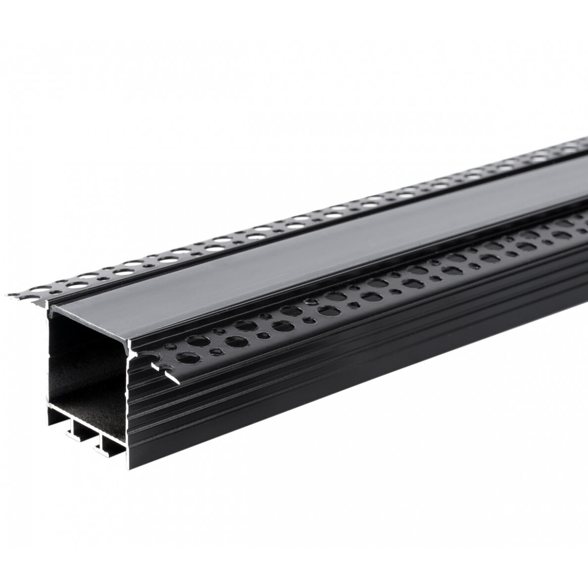 Profilis LED juostai, priglaistomas, juodas, juodas dangtelis, 71.5x35mm