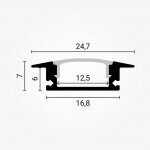 Profile For LED Strip, Built In, Gray, White Cover, 24.5x7mm 2 Profile For LED Strip, Built In, Gray, White Cover, 24.5x7mm 2