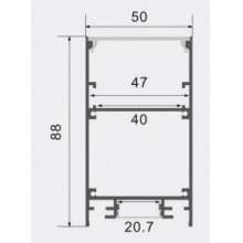 Profilis LED juostai, pakabinamas, marmurinis, baltas dangtelis 1 Profilis LED juostai, pakabinamas, marmurinis, baltas dangtelis 1