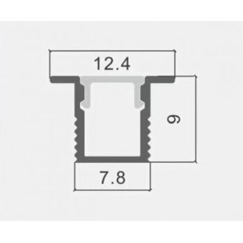Profile For LED Strip, Silver, White Cover, 12.4x9mm 1 Profile For LED Strip, Silver, White Cover, 12.4x9mm 1