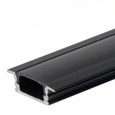 Profilis LED juostai, įleidžiamas, juodas, juodas dangtelis, 24.5x7