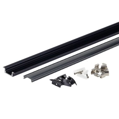 Profilis LED juostai, įleidžiamas, juodas, juodas dangtelis, 24.5x7