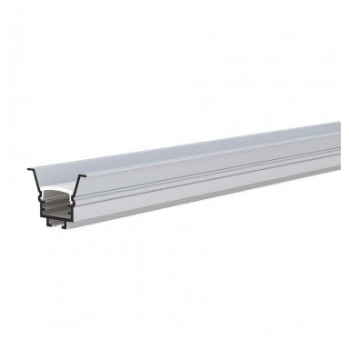 Profilis LED juostai, įleidžiamas, pilkas, baltas dangtelis, 17.6x25mm