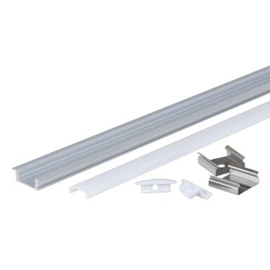 Profilis LED juostai, įleidžiamas, pilkas, baltas dangtelis, 24.5x7mm