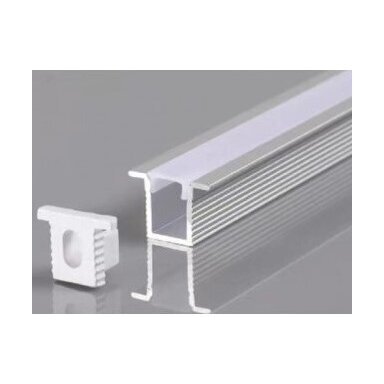 Profilis LED juostai, įleidžiamas, sidabrinis, baltas dangtelis, 12.4x9mm