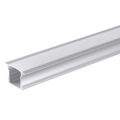 Profilis LED juostai, įleidžiamas, sidabrinis, baltas dangtelis, 24x14mm