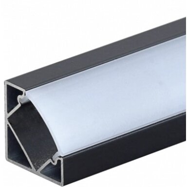 Profilis LED juostai, paviršinis, juodas, baltas dangtelis, 26.5x19mm