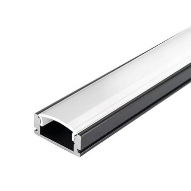 Profilis LED juostai, paviršinis, juodas, baltas dangtelis, 17.4x7x12.4mm
