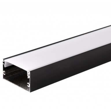 Profilis LED juostai, paviršinis, juodas, baltas dangtelis, 40x20mm