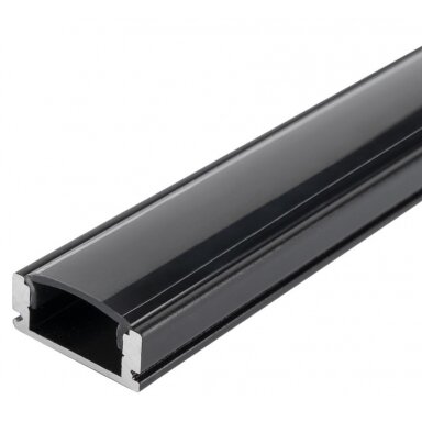 Profilis LED juostai, paviršinis, juodas, juodas dangtelis, 17.4x7mm