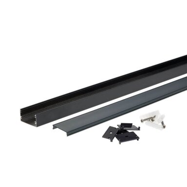 Profilis LED juostai, paviršinis, juodas, juodas dangtelis, 40x20mm