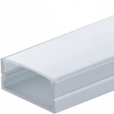 Profilis LED juostai, paviršinis, pilkas, baltas dangtelis, 23.5x10x21.5mm