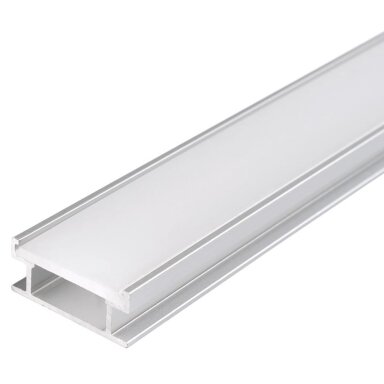 Profilis LED juostai, įleidžiamas, grindinis, sidabrinis, baltas dangtelis, 19x7.8mm