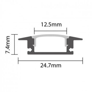 Profilis LED juostai, įleidžiamas, baltas, baltas dangtelis, 24.5x7 2 Profilis LED juostai, įleidžiamas, baltas, baltas dangtelis, 24.5x7 2