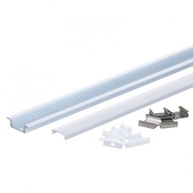 Profilis LED juostai, įleidžiamas, baltas, baltas dangtelis, 24.5x7 1 Profilis LED juostai, įleidžiamas, baltas, baltas dangtelis, 24.5x7 1