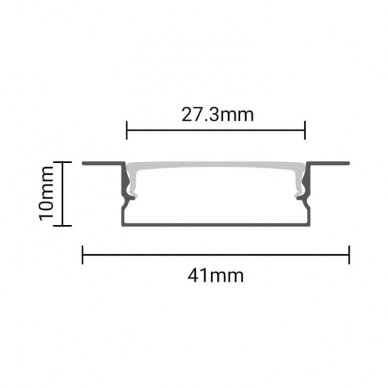 Profilis LED juostai, įleidžiamas, juodas, baltas dangtelis, 41x10mm 2