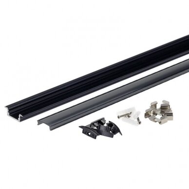 Profile For LED Strip, Black, Black Cover, 24.5x7mm 1 Profile For LED Strip, Black, Black Cover, 24.5x7mm 1