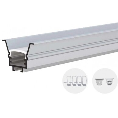Profile for LED Strip, Silver, White Cover, 17.6x25mm 1 Profile for LED Strip, Silver, White Cover, 17.6x25mm 1
