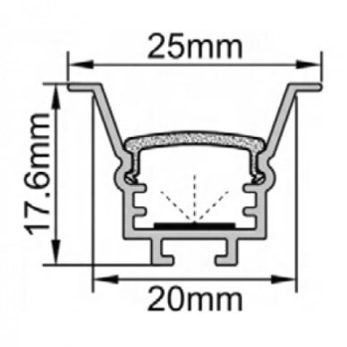 Profile for LED Strip, Silver, White Cover, 17.6x25mm 2 Profile for LED Strip, Silver, White Cover, 17.6x25mm 2