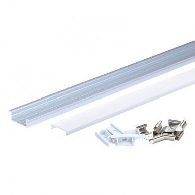 Profile For LED Strip, Built In, Gray, White Cover, 23.5x10x21.5mm 2 Profile For LED Strip, Built In, Gray, White Cover, 23.5x10x21.5mm 2