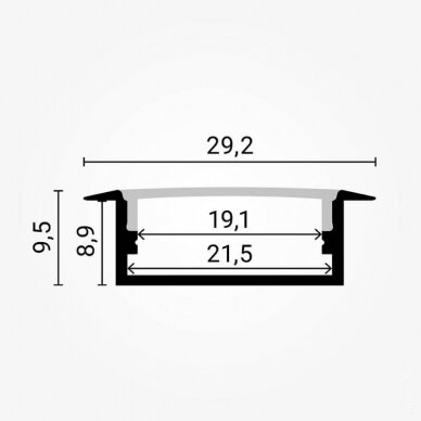 Profile For LED Strip, Built In, Gray, White Cover, 23.5x10x21.5mm 3 Profile For LED Strip, Built In, Gray, White Cover, 23.5x10x21.5mm 3