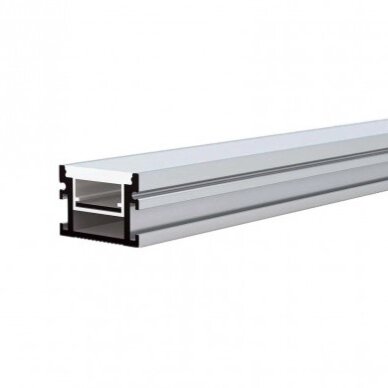 Profilis LED juostai, įleidžiamas, pilkas, baltas dangtelis, 29.8x20mm Profilis LED juostai, įleidžiamas, pilkas, baltas dangtelis, 29.8x20mm