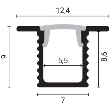 Profile For LED Strip, Silver, White Cover, 12.4x9mm 3 Profile For LED Strip, Silver, White Cover, 12.4x9mm 3