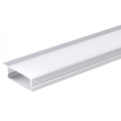 Profile For LED Strip, Silver, White Cover, 41x10mm Profile For LED Strip, Silver, White Cover, 41x10mm