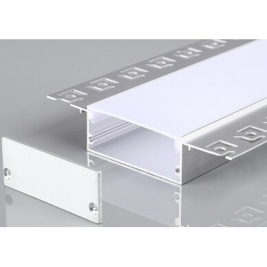 Profile For LED Strip, Silver, White Cover, 50x20mm Profile For LED Strip, Silver, White Cover, 50x20mm