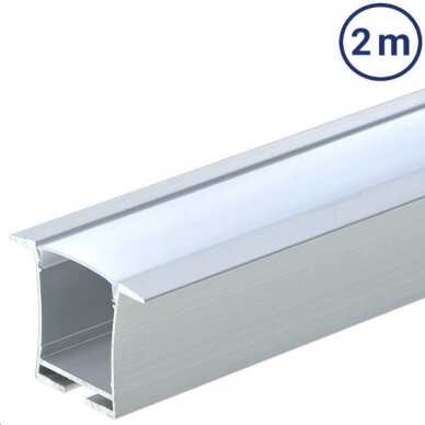 Profilis LED juostai, įleidžiamas, sidabrinis, baltas dangtelis, 36x23.5mm 1 Profilis LED juostai, įleidžiamas, sidabrinis, baltas dangtelis, 36x23.5mm 1