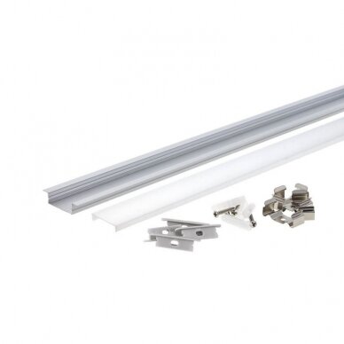 Profile For LED Strip, Silver, White Cover, 41x10mm 1 Profile For LED Strip, Silver, White Cover, 41x10mm 1