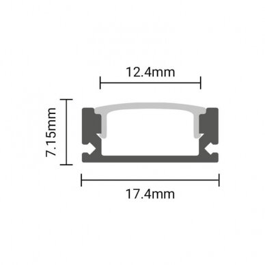 Profilis LED juostai, paviršinis, baltas, baltas dangtelis, 17.4x7x12.4mm 3 Profilis LED juostai, paviršinis, baltas, baltas dangtelis, 17.4x7x12.4mm 3