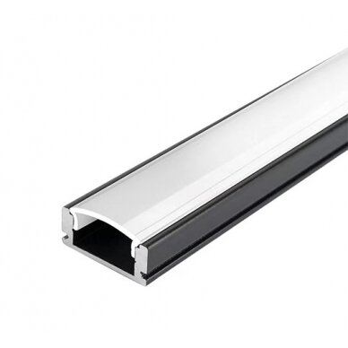 Profile For LED Strip, Black, White Cover, 17.4x7x12.4mm Profile For LED Strip, Black, White Cover, 17.4x7x12.4mm