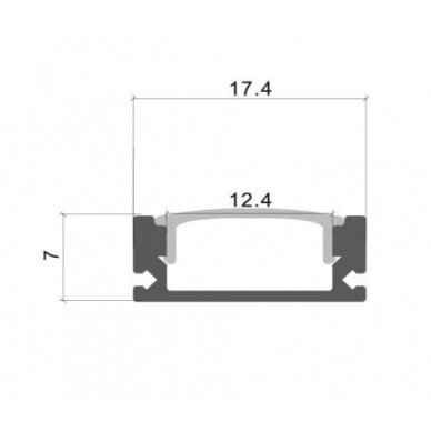Profile For LED Strip, Black, White Cover, 17.4x7x12.4mm 1 Profile For LED Strip, Black, White Cover, 17.4x7x12.4mm 1