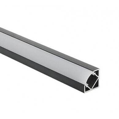 Profilis LED juostai, paviršinis, juodas, baltas dangtelis, 26.5x19mm Profilis LED juostai, paviršinis, juodas, baltas dangtelis, 26.5x19mm