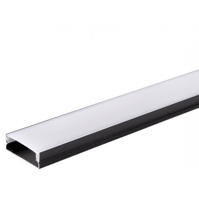 Profile For LED Strip, Black, White Cover, 30x10mm Profile For LED Strip, Black, White Cover, 30x10mm