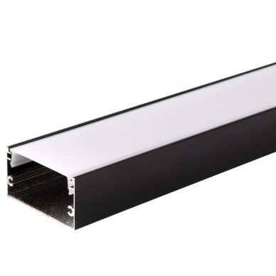 Profilis LED juostai, paviršinis, juodas, baltas dangtelis, 40x20mm
