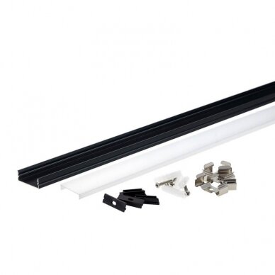 Profile For LED Strip, Black, White Cover, 30x10mm 1 Profile For LED Strip, Black, White Cover, 30x10mm 1