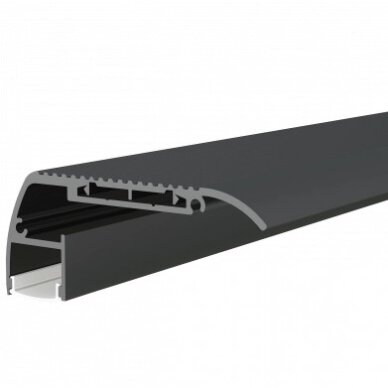 Profilis LED juostai, paviršinis, juodas, baltas dangtelis, 63.5x27.3mm