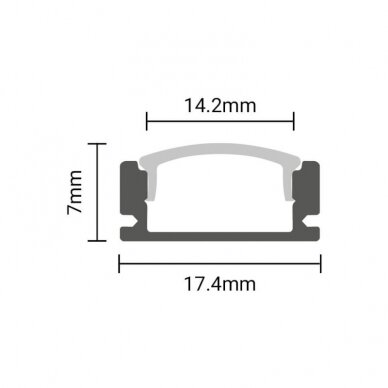 Profilis LED juostai, paviršinis, juodas, juodas dangtelis, 17.4x7mm 2 Profilis LED juostai, paviršinis, juodas, juodas dangtelis, 17.4x7mm 2
