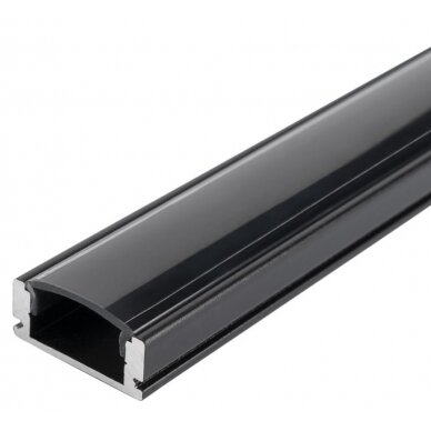 Profilis LED juostai, paviršinis, juodas, juodas dangtelis, 17.4x7mm Profilis LED juostai, paviršinis, juodas, juodas dangtelis, 17.4x7mm