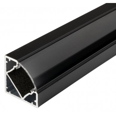 Profilis LED juostai, paviršinis, juodas, juodas dangtelis, 19x19mm