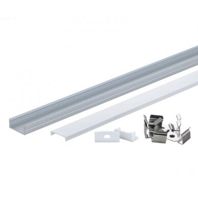 Profile For LED Strip, Gray, White Cover, 23.5x10x21.5mm 2 Profile For LED Strip, Gray, White Cover, 23.5x10x21.5mm 2