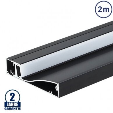 Profilis LED juostai, paviršinis, prie grindų, juodas metalo oksidas 2 Profilis LED juostai, paviršinis, prie grindų, juodas metalo oksidas 2