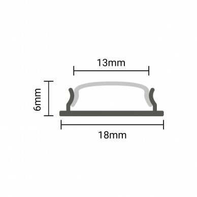 Profile For LED Strip, Silver, White Cover, 18*6mm 2 Profile For LED Strip, Silver, White Cover, 18*6mm 2
